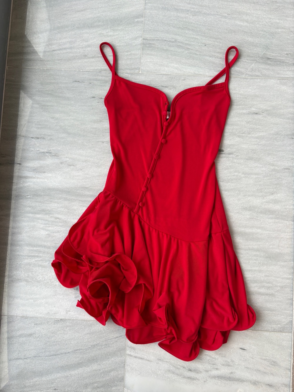 Red Ruffle Slip Dress By Eva